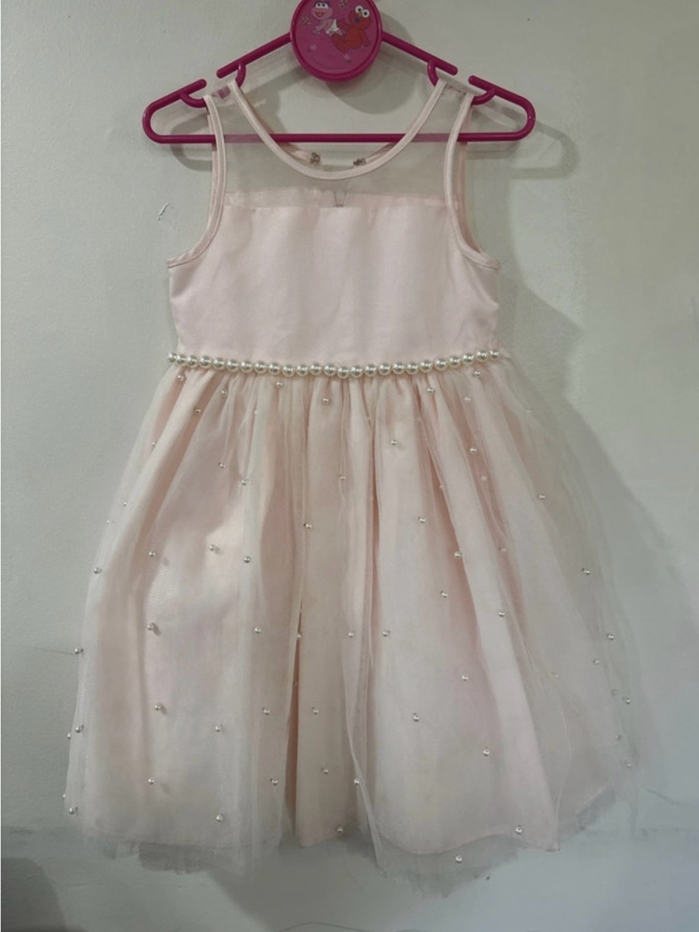 American Princess Pale Pink Pearl-Accent Tulle Dress